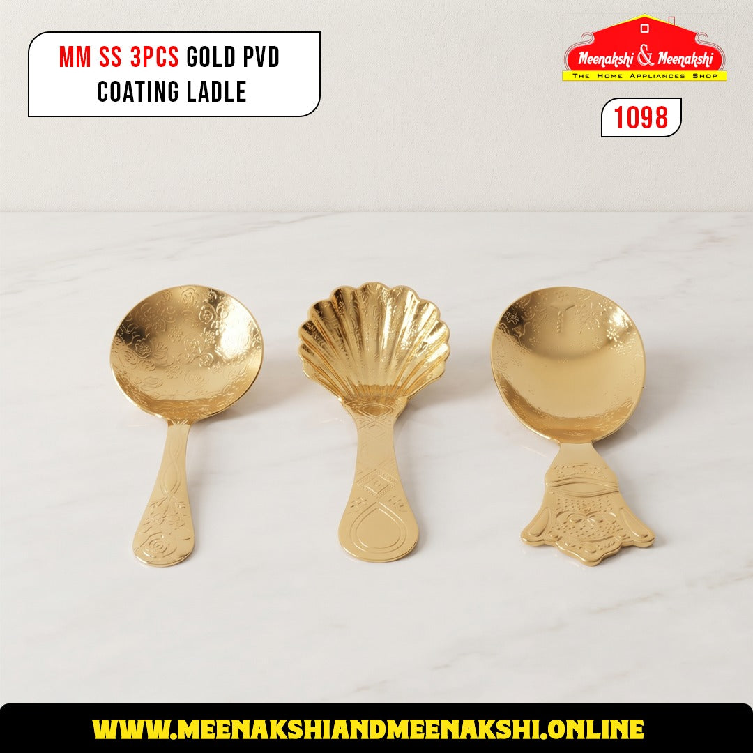 MM SS 3PCS Gold PVD Coating Ladle 1098