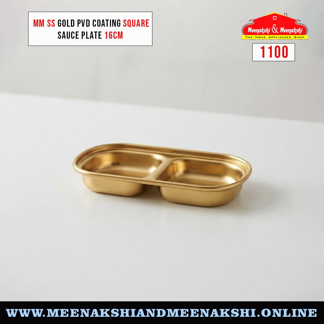 MM SS Gold PVD Coating Square Sauce Plate 16cm 1100