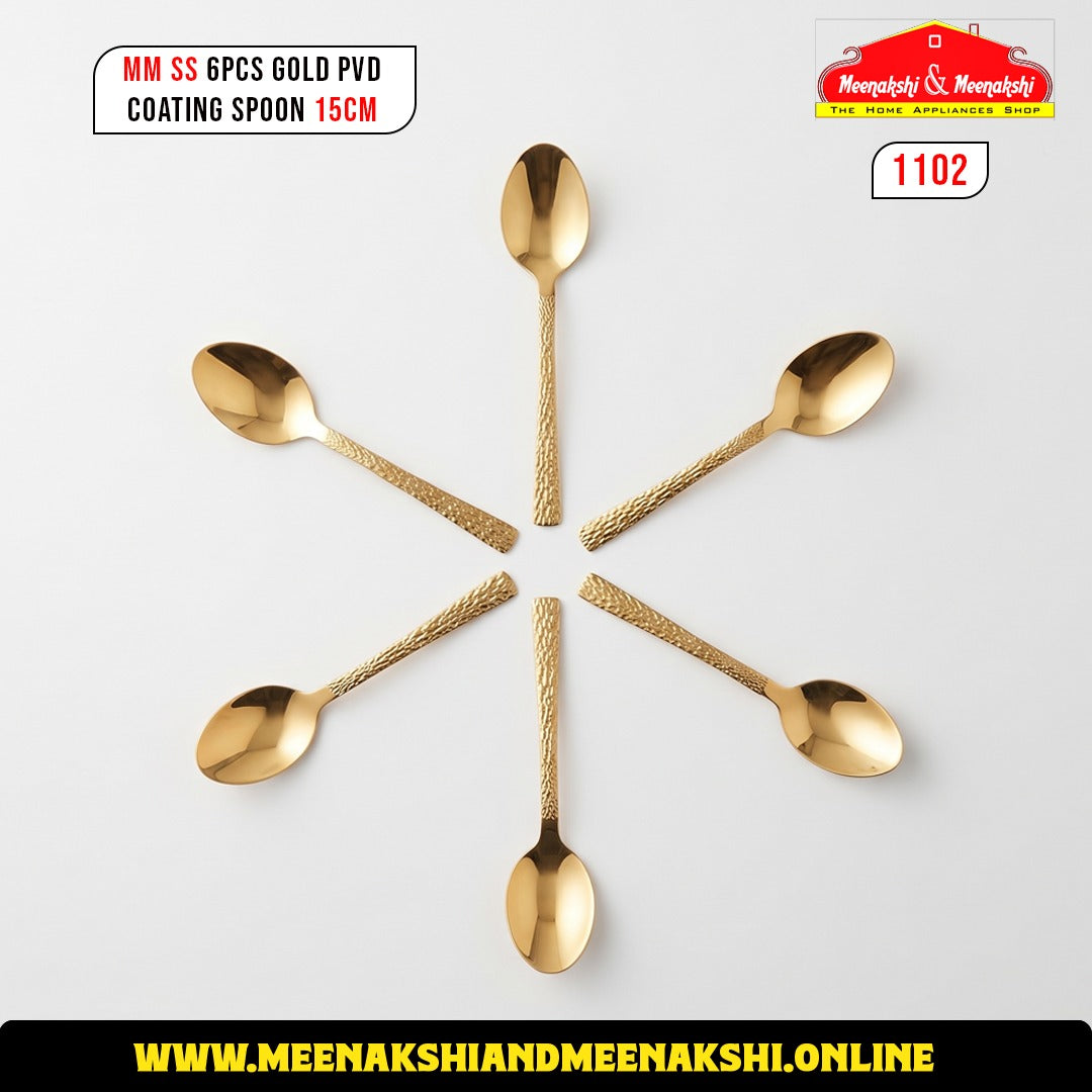 MM SS 6PCS Gold PVD Coating Spoon 15cm 1102