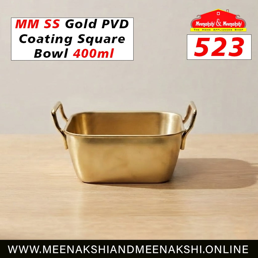 MM SS Gold PVD Coating Square Bowl 400ml 523