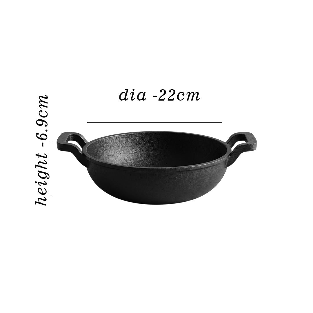 MM CI 9inch Flat Kadai With Curve Handle 22cm/1.9L 1135