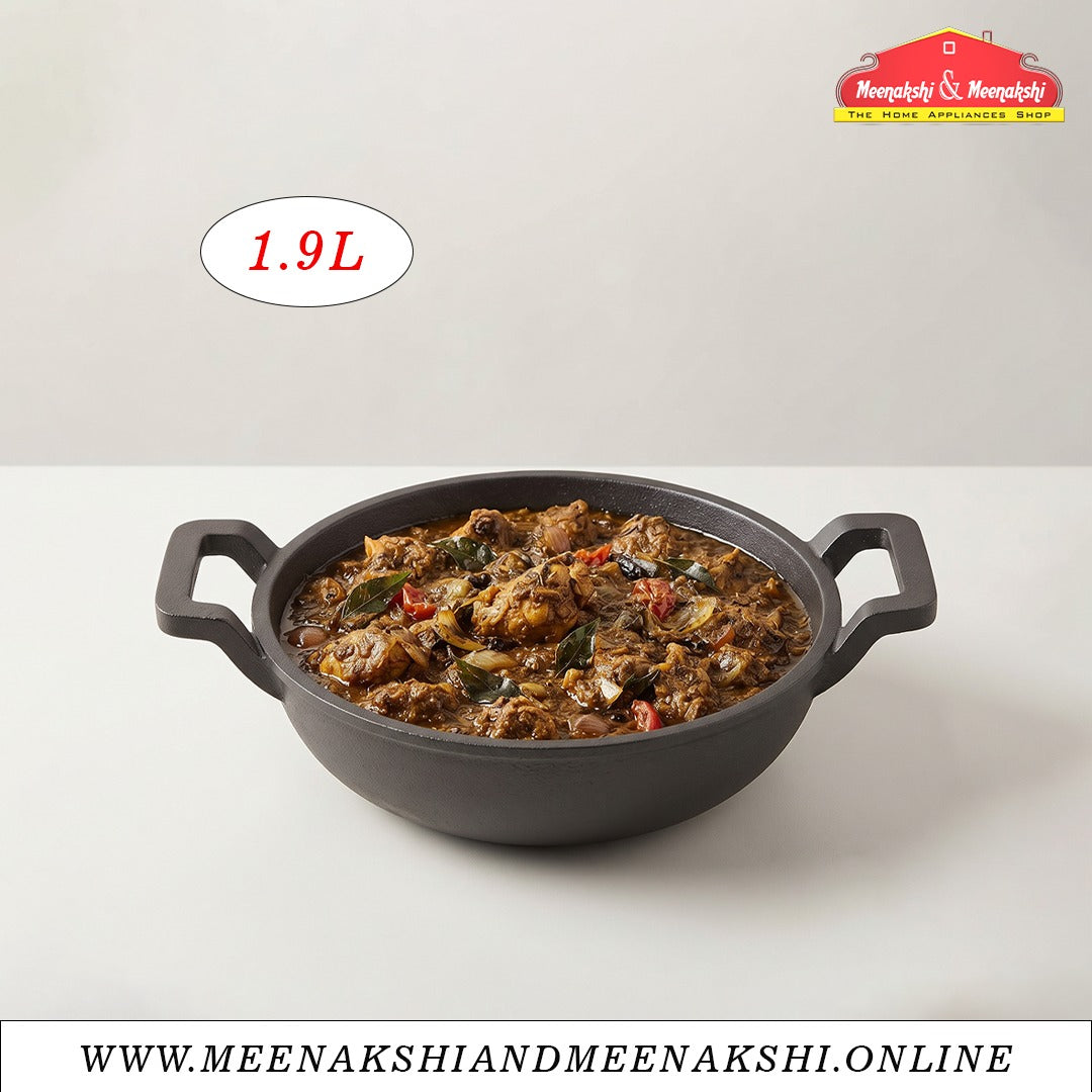 MM CI 9inch Flat Kadai With Curve Handle 22cm/1.9L 1135