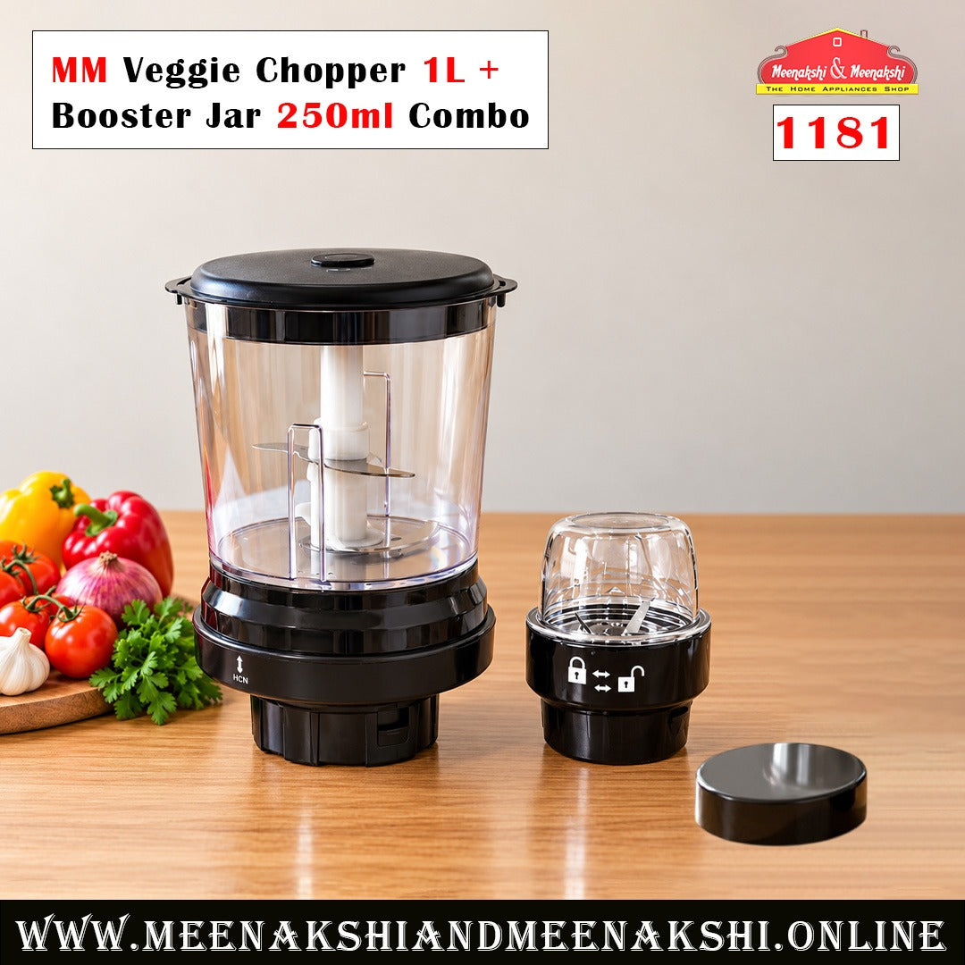 MM Veggie Chopper 1L + Booster Jar 250ml Combo 1181