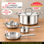 MM Triply 4PCS Cookware + 30CM Biriyani Pot Combo
