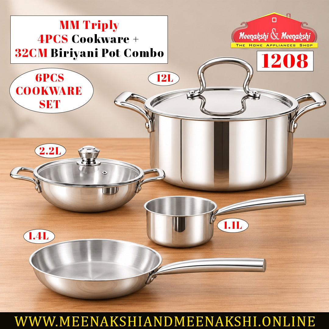MM Triply 4PCS Cookware + 32CM Biriyani Pot Combo