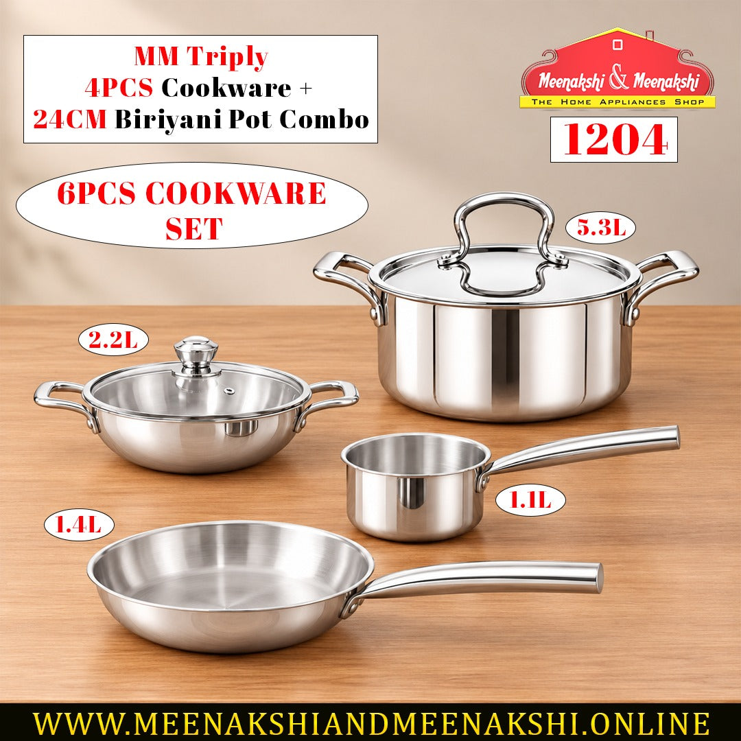 MM Triply 4PCS Cookware + 24CM Biriyani Pot Combo
