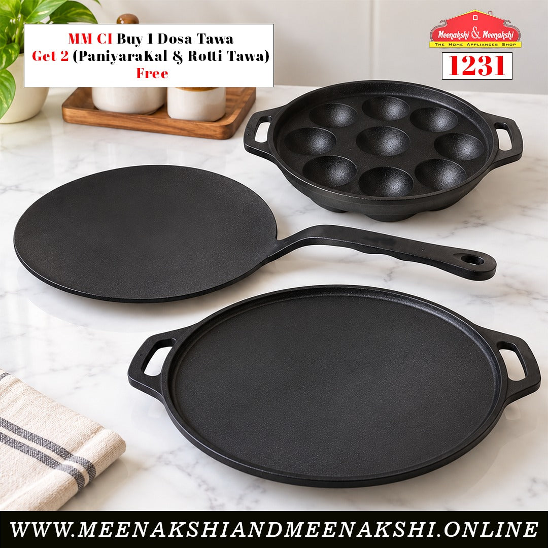 MM CI Buy 1 Dosa Tawa Get 2 (PaniyaraKal & Rotti Tawa) Free 1231