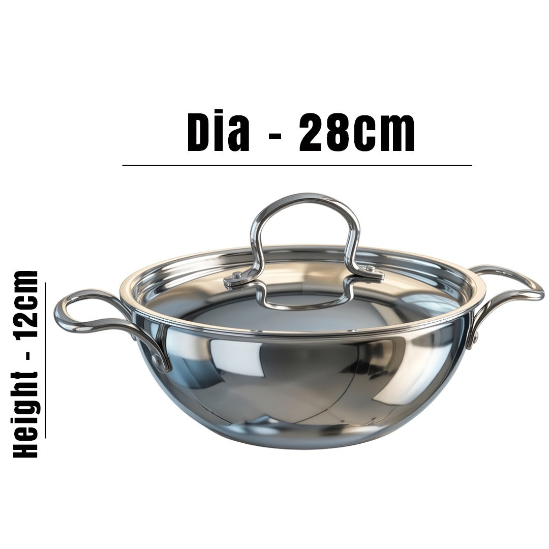MM Triply Extra Deep Kadai With Lid 28cm/4.6L 172