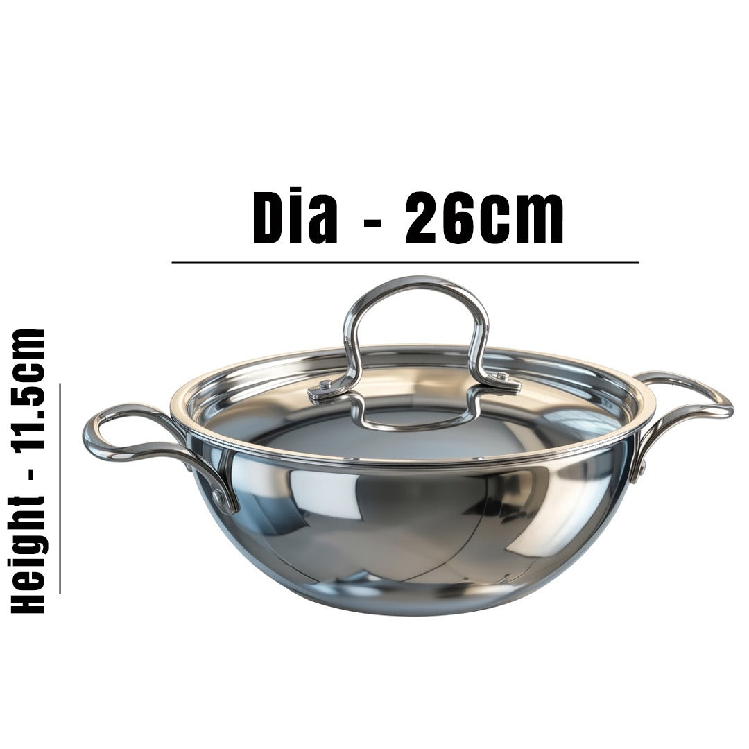 MM Triply Extra Deep Kadai With Lid 26cm/3.5L 171