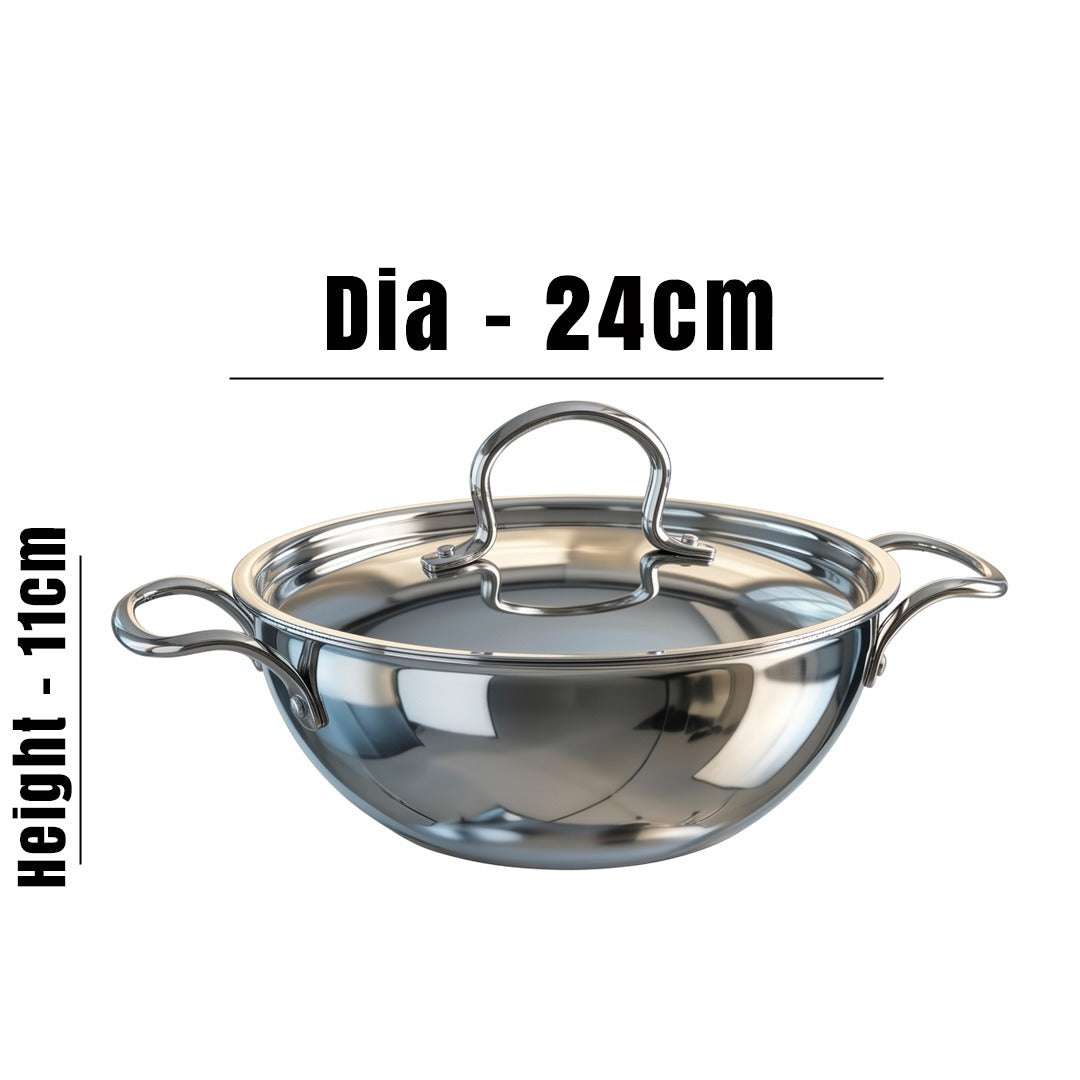 MM Triply Extra Deep Kadai With Lid 24cm/3L 170