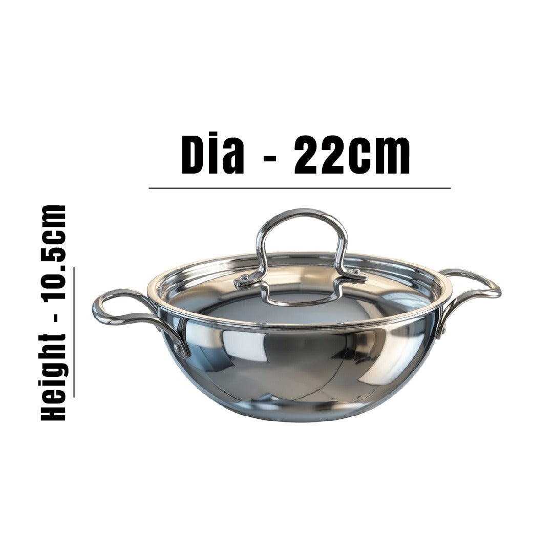 MM Triply Extra Deep Kadai With Lid 22cm/2.7L 169