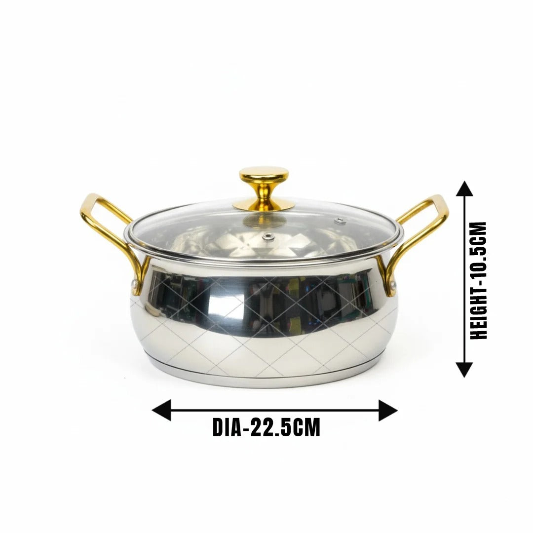 MM SS Elited Diamond Hammered with Glass Lid 3L 173