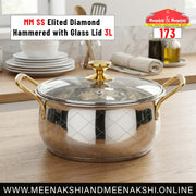 MM SS Elited Diamond Hammered with Glass Lid 3L 173