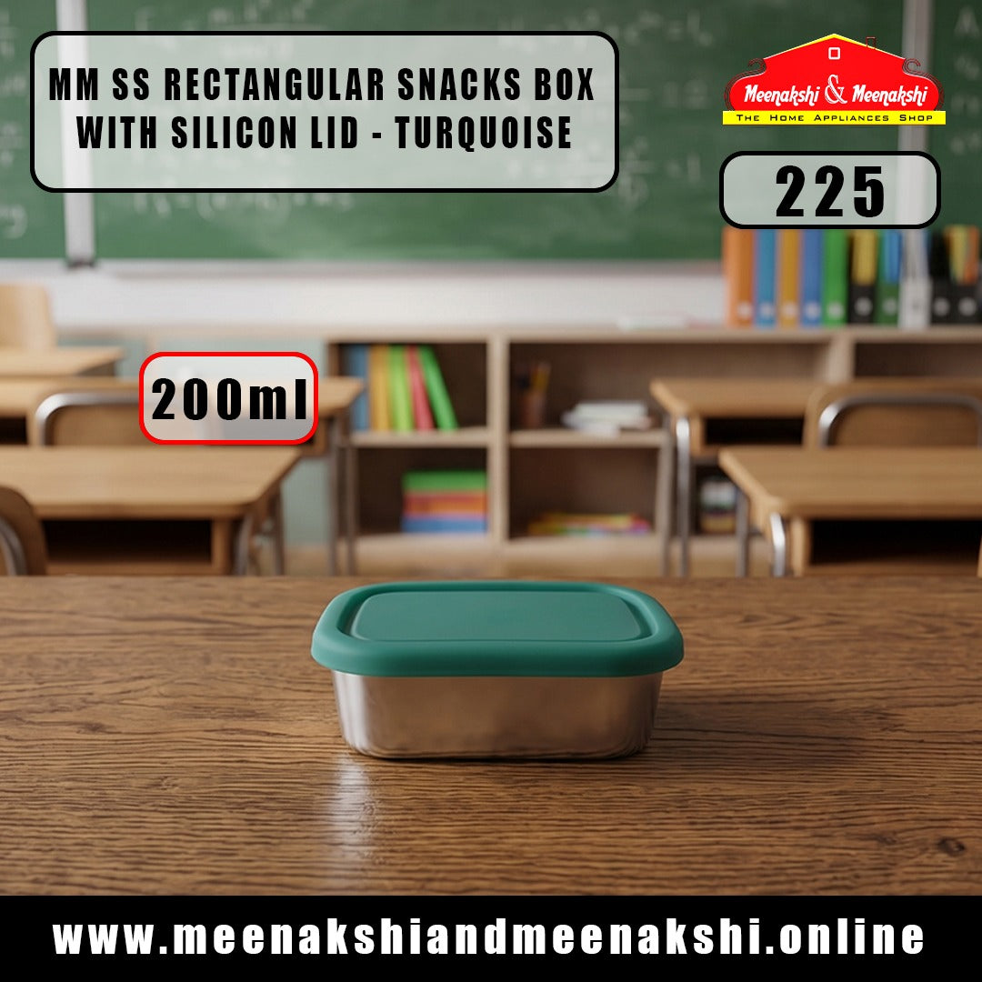 MM SS Rectangular Snacks Box With Silicon Lid 200ml