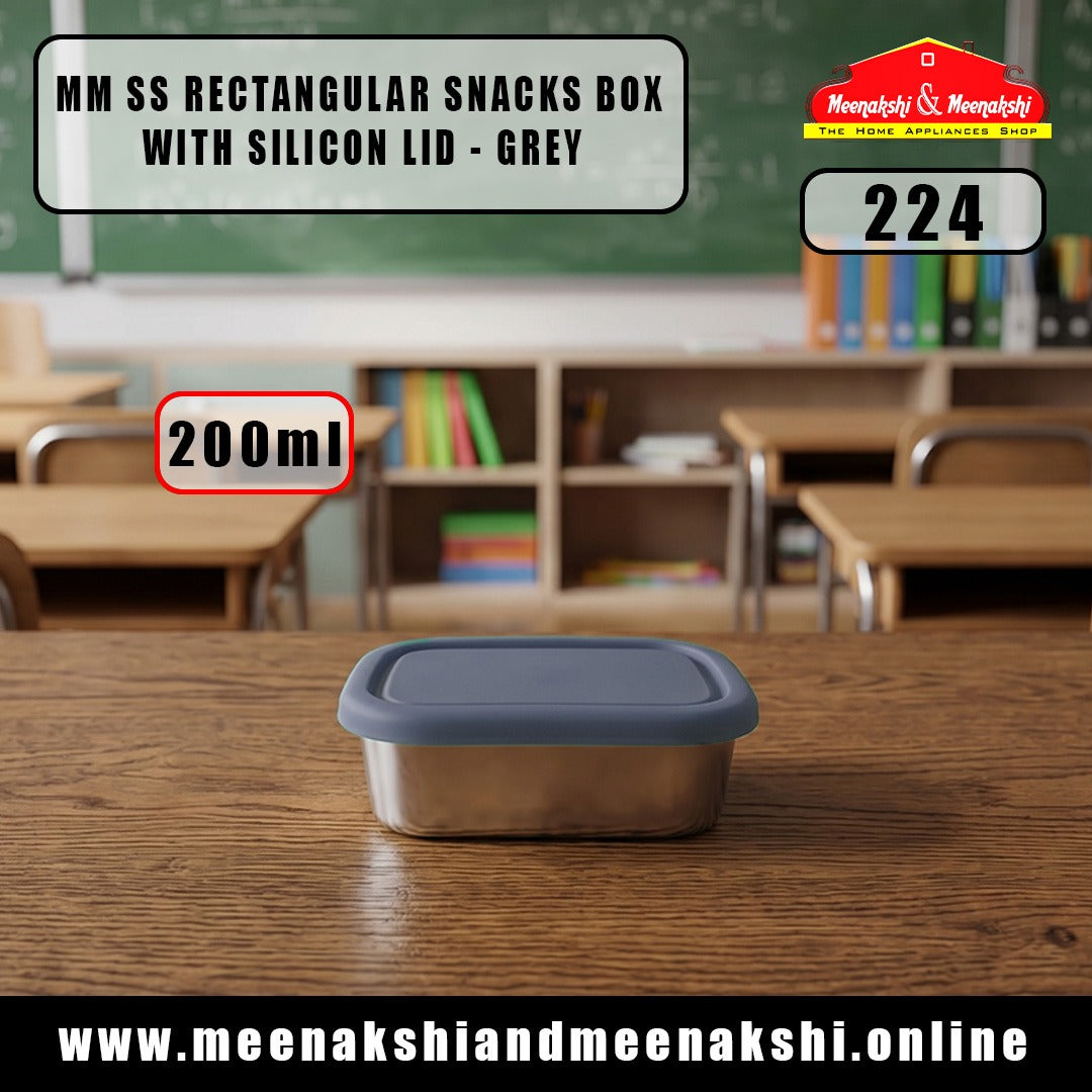 MM SS Rectangular Snacks Box With Silicon Lid 200ml