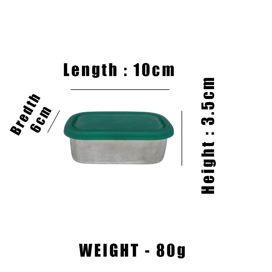 MM SS Rectangular Snacks Box With Silicon Lid 200ml