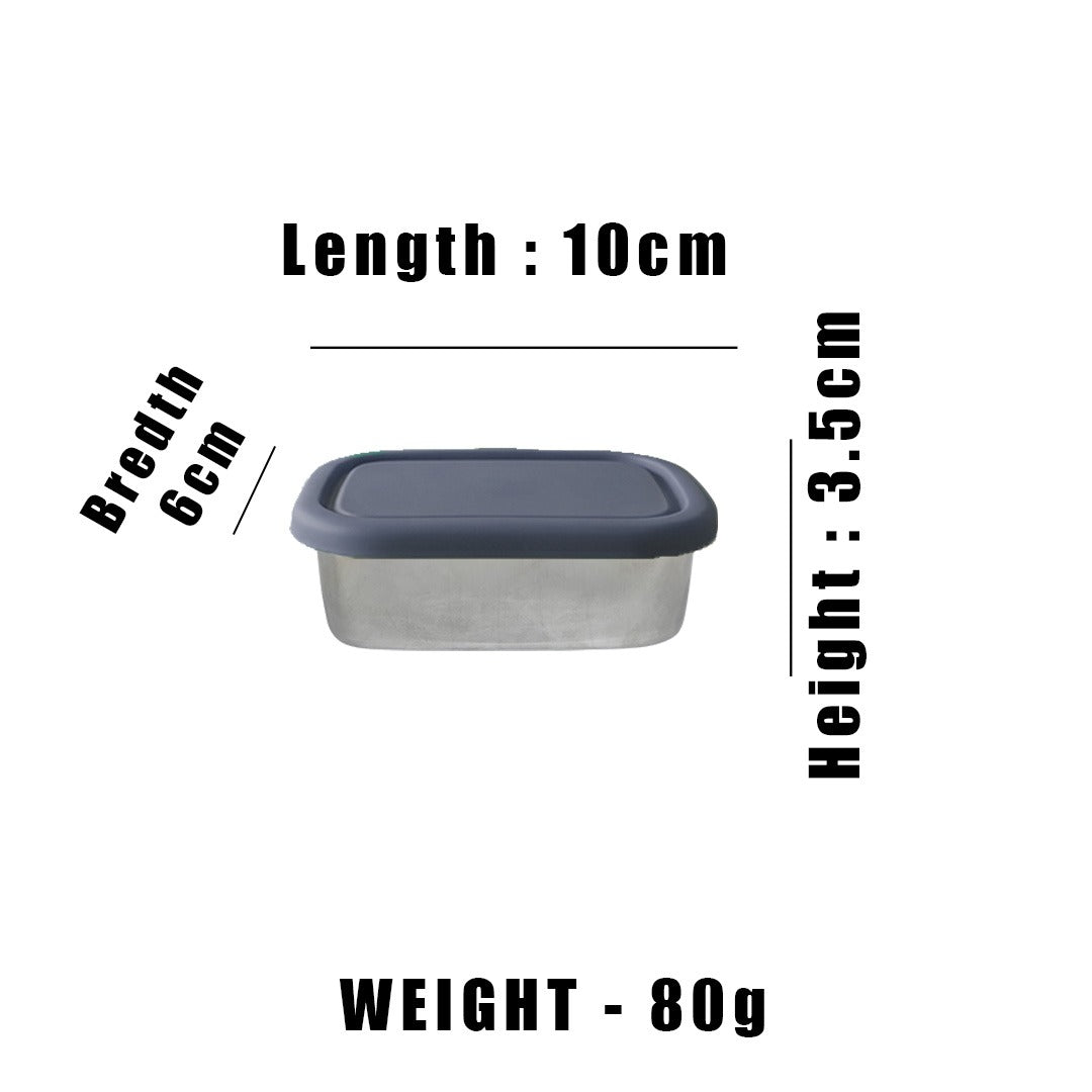 MM SS Rectangular Snacks Box With Silicon Lid 200ml