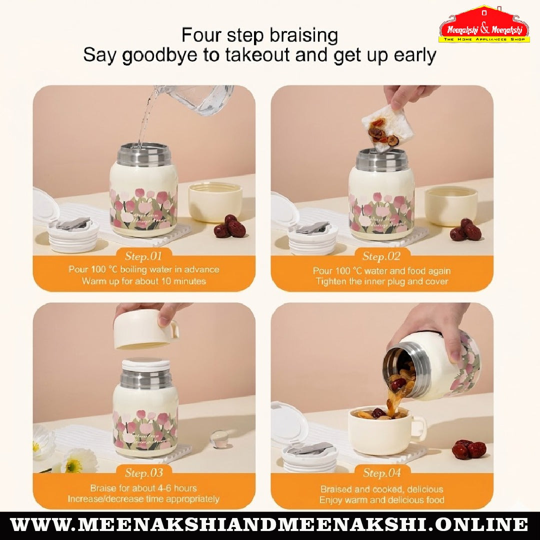 MM SS Tulip Food Jar White With Pink 500ml 228