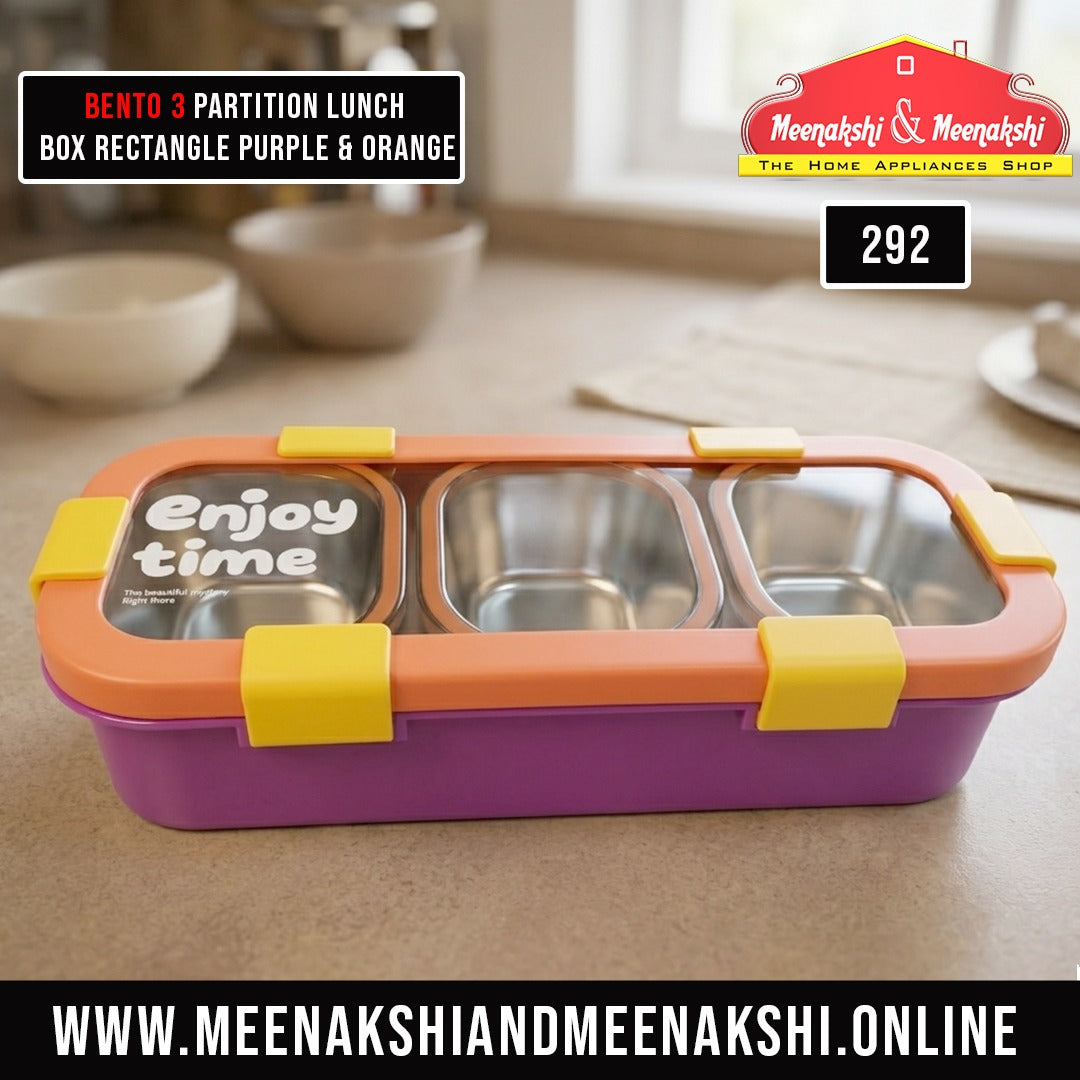 Bento 3 Partition Lunch Box Rectangle