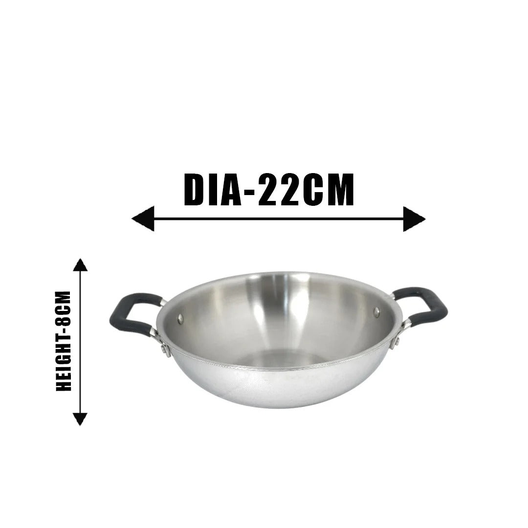 MM Triply Deep Kadai With Silicon Handle