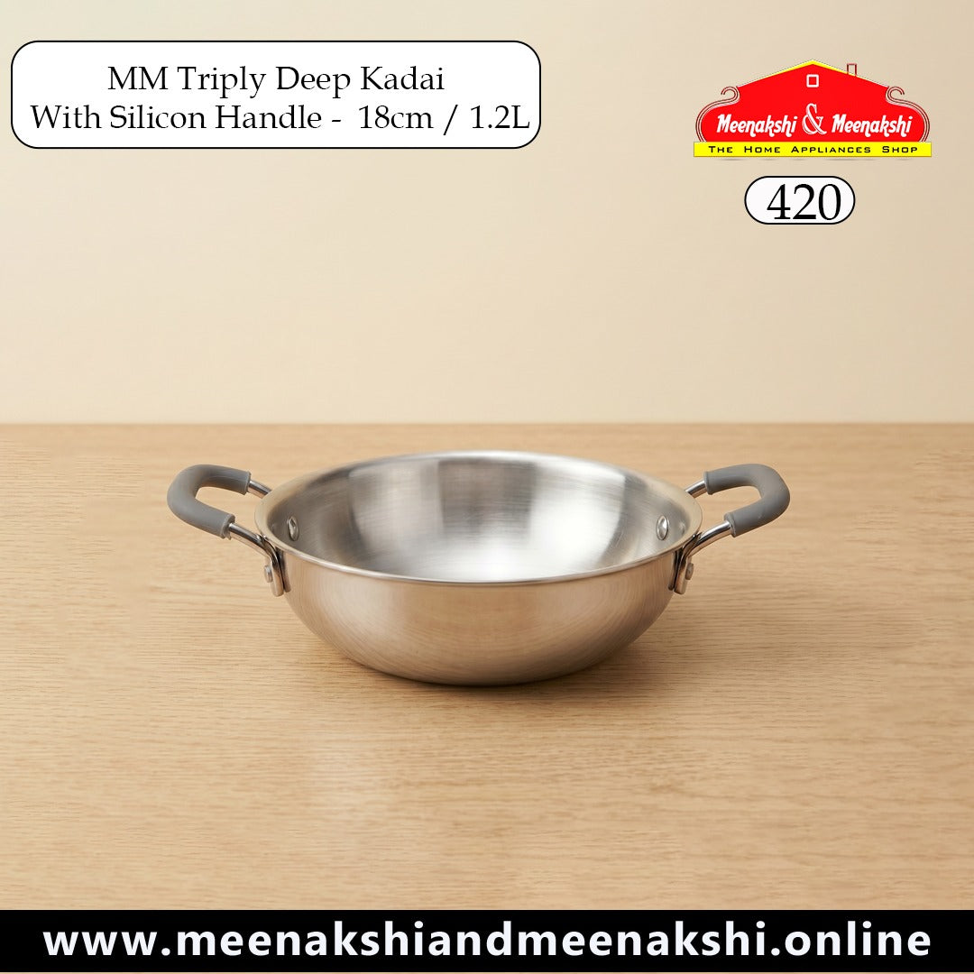 MM Triply Deep Kadai With Silicon Handle