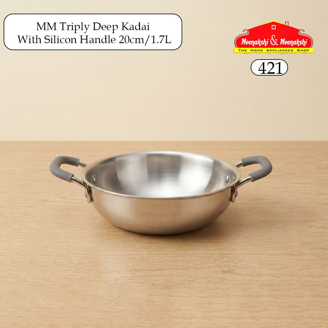 MM Triply Deep Kadai With Silicon Handle