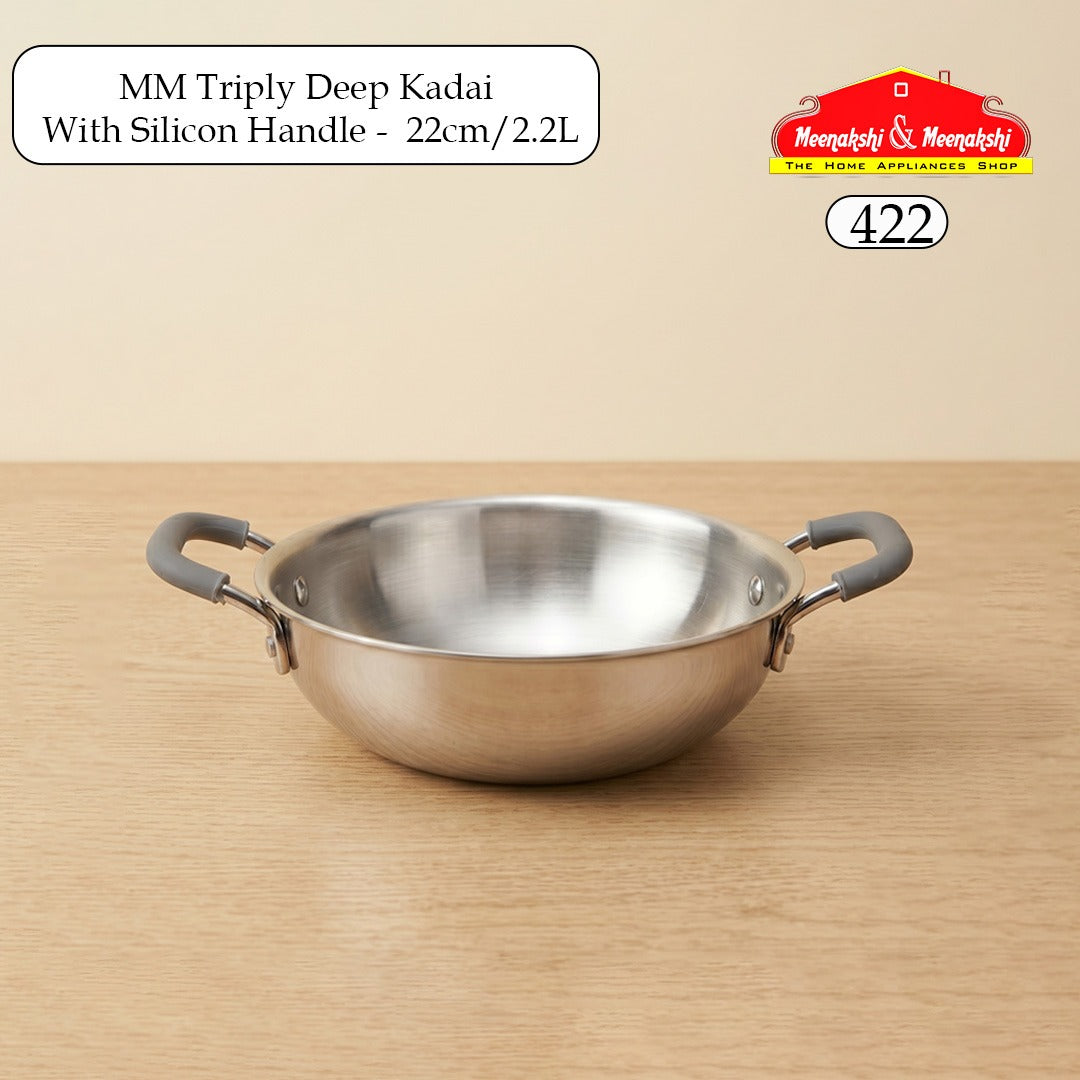 MM Triply Deep Kadai With Silicon Handle