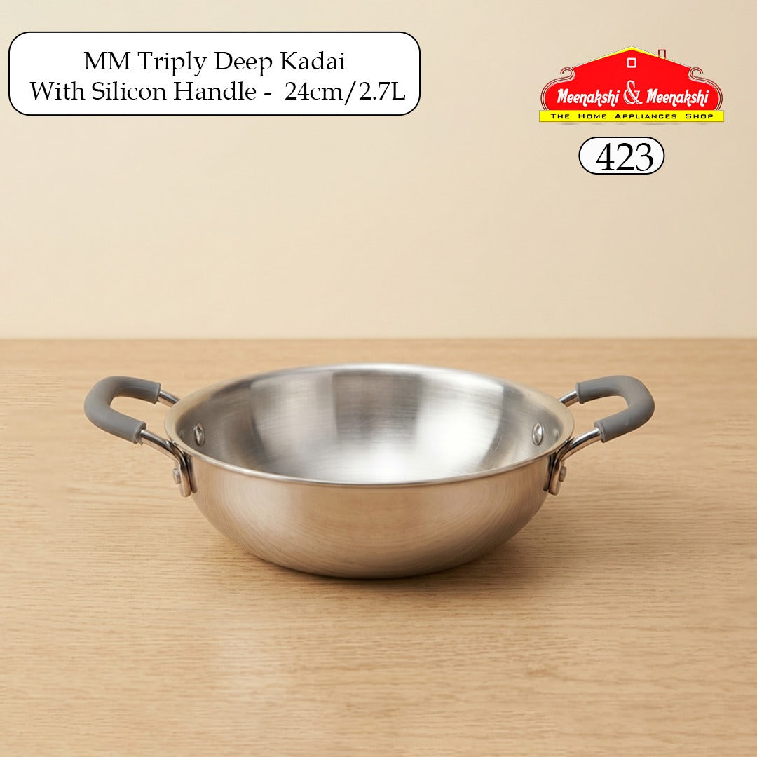 MM Triply Deep Kadai With Silicon Handle