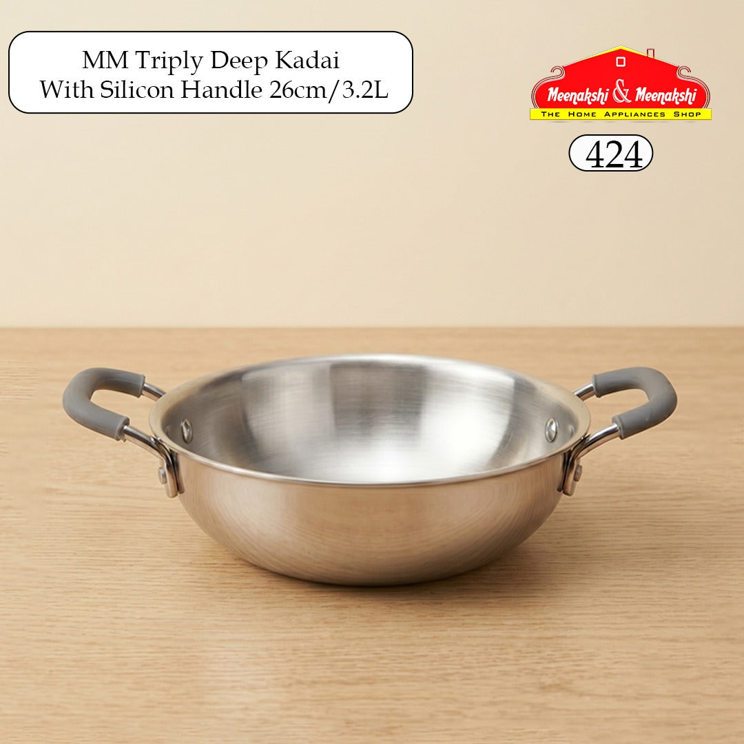 MM Triply Deep Kadai With Silicon Handle