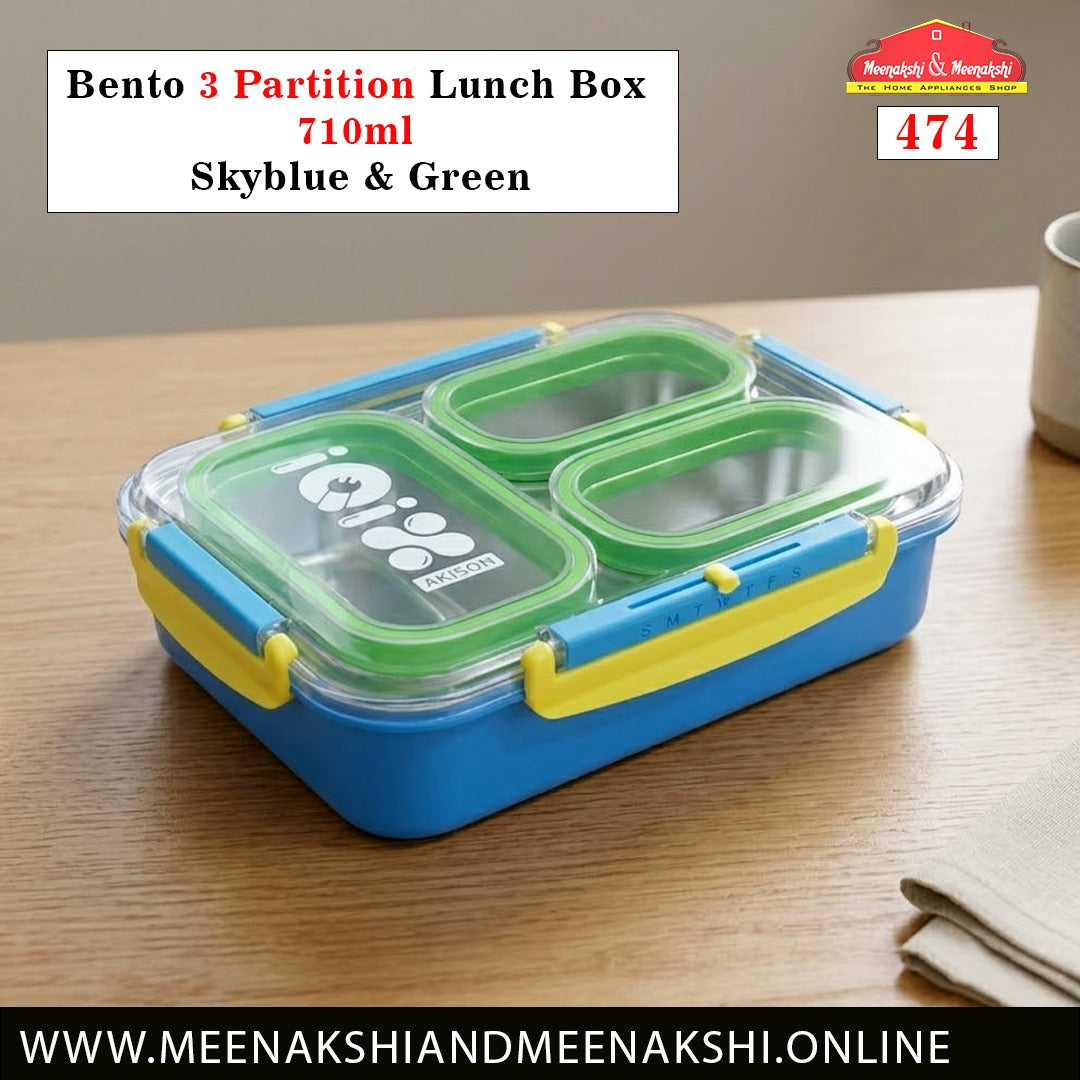 Bento 3 Partition Lunch Box 710ml