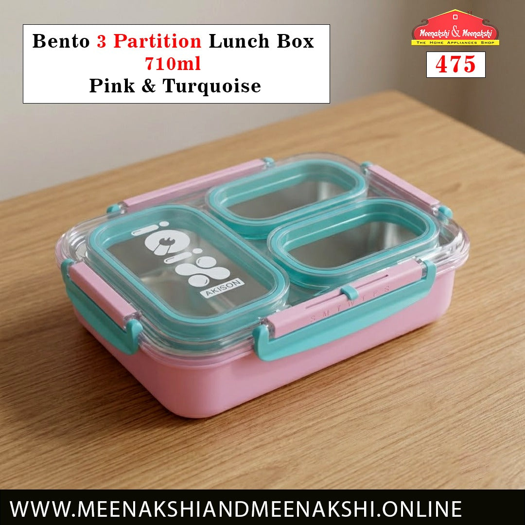 Bento 3 Partition Lunch Box 710ml