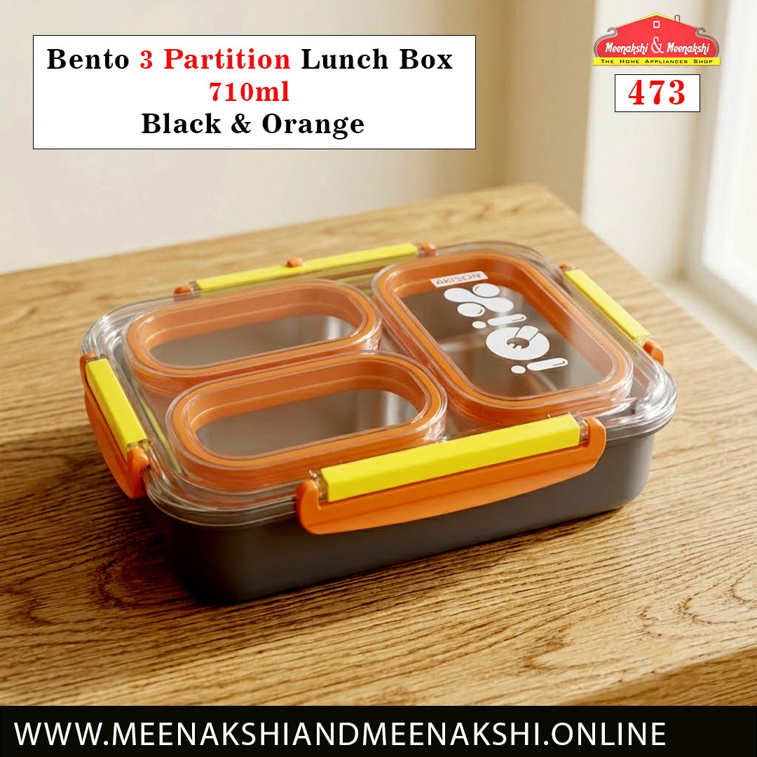 Bento 3 Partition Lunch Box 710ml