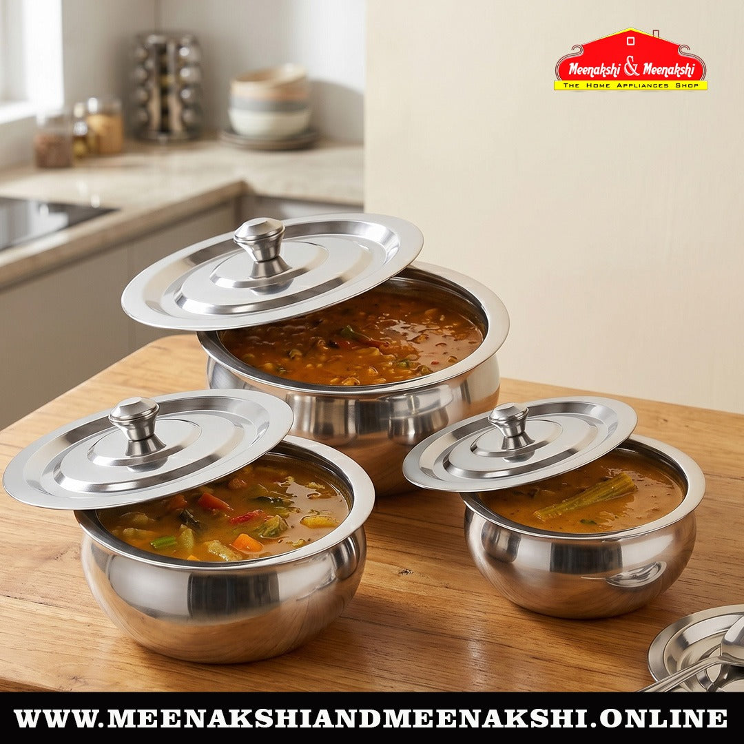 MM SS 20 Guage 3PCS Pongal Paanai With Lid 482