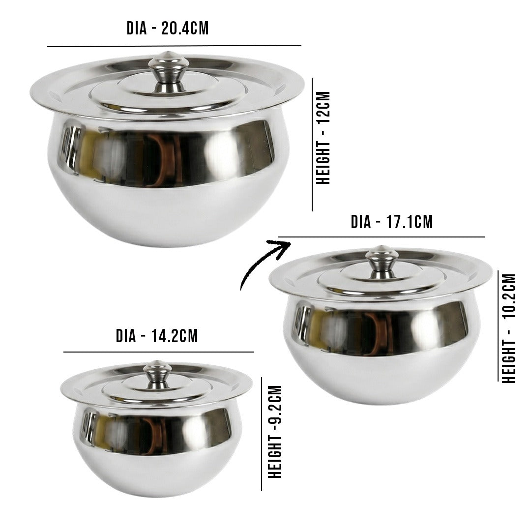 MM SS 20 Guage 3PCS Pongal Paanai With Lid 482