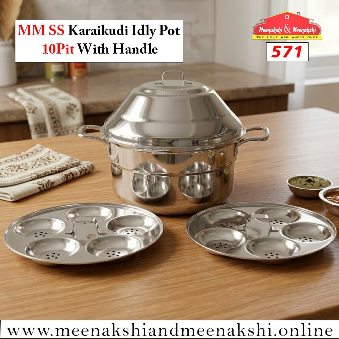 MM SS Karaikudi Idly Pot 10Pit With Handles 571