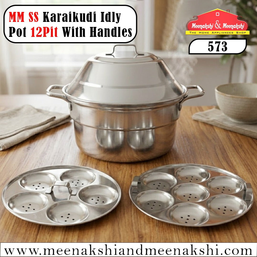 MM SS Karaikudi Idly Pot 12Pit With Handles 573