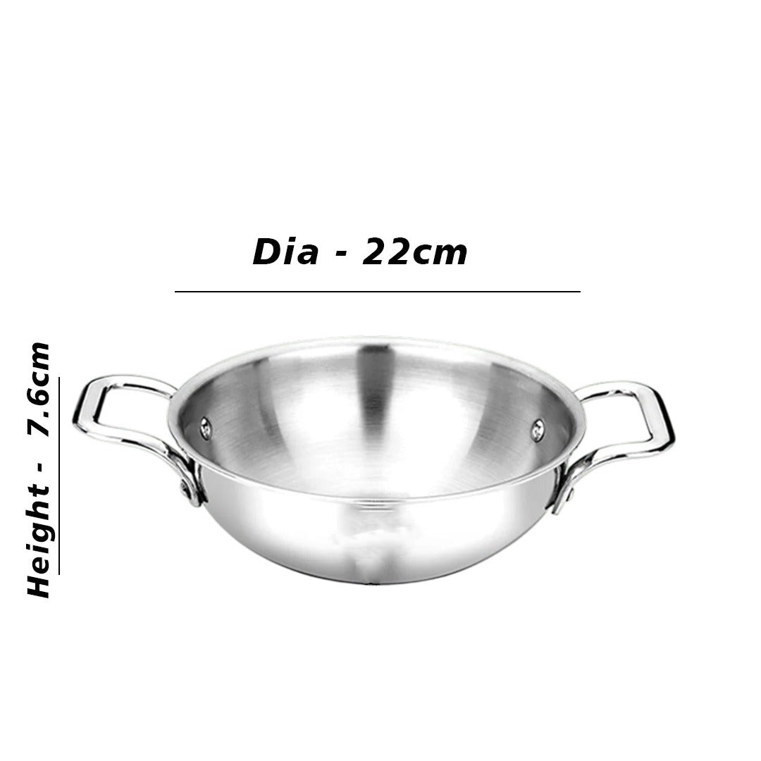 MM Thickply Flat Kadai Without Lid