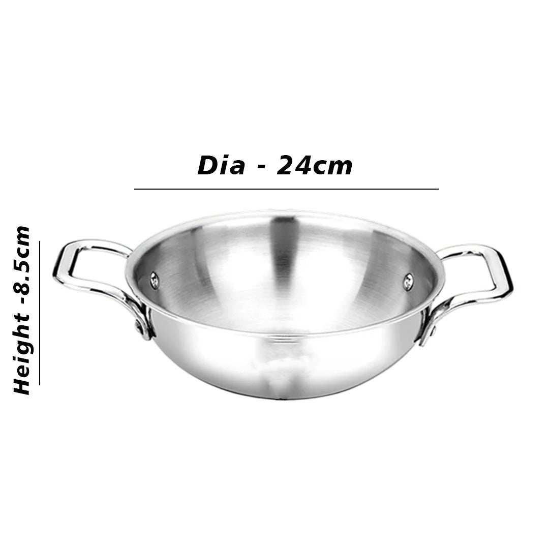 MM Thickply Flat Kadai Without Lid