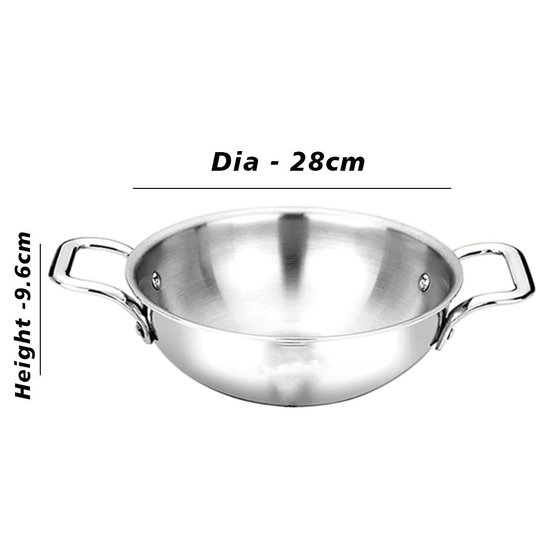 MM Thickply Flat Kadai Without Lid