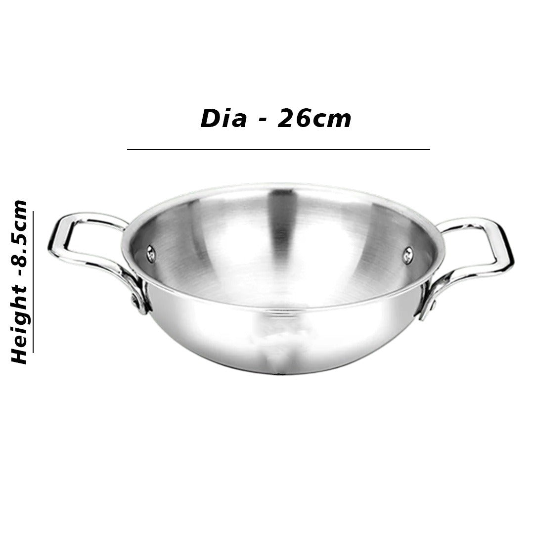 MM Thickply Flat Kadai Without Lid