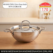 MM Maxi Triply Extra Deep Kadai With Lid 24cm/3L 170