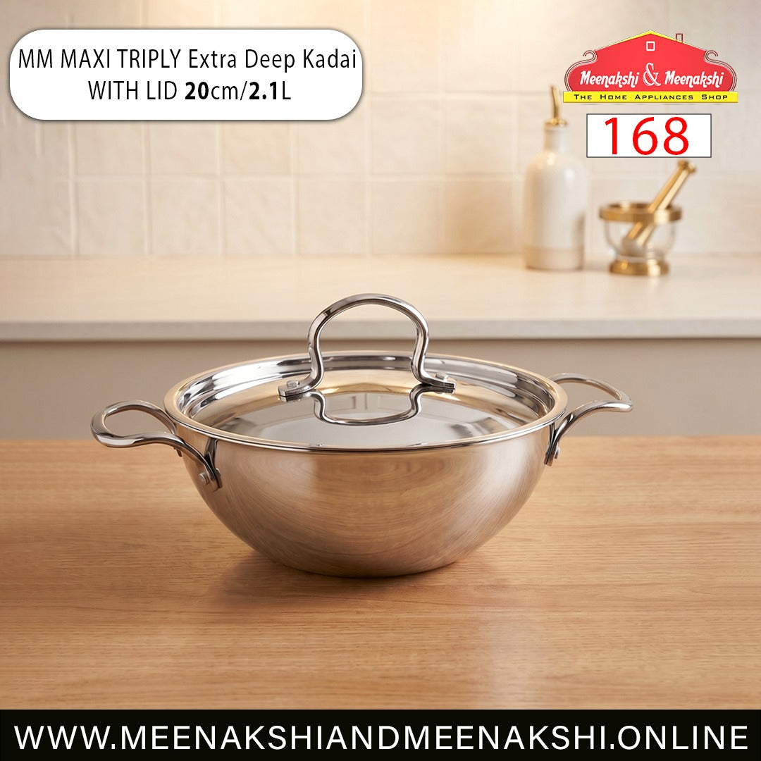 MM Maxi Triply Extra Deep Kadai With Lid 20cm/2.1L 168
