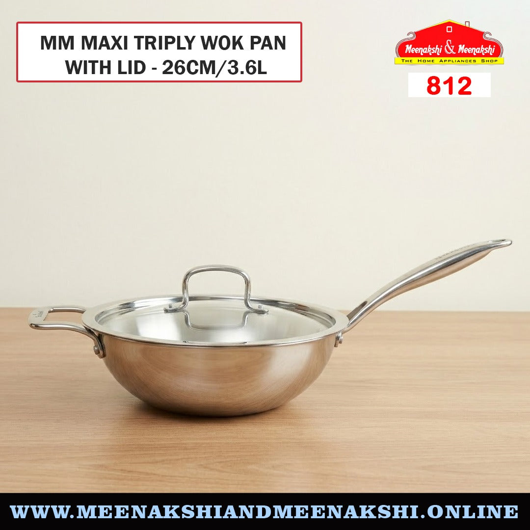 MM Maxi Triply Wok Pan With Lid