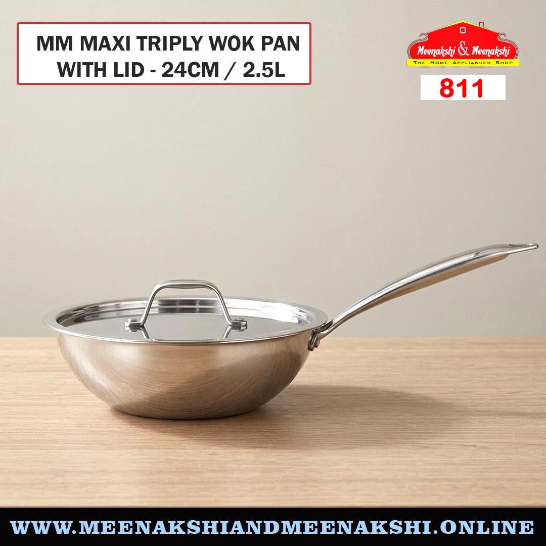 MM Maxi Triply Wok Pan With Lid
