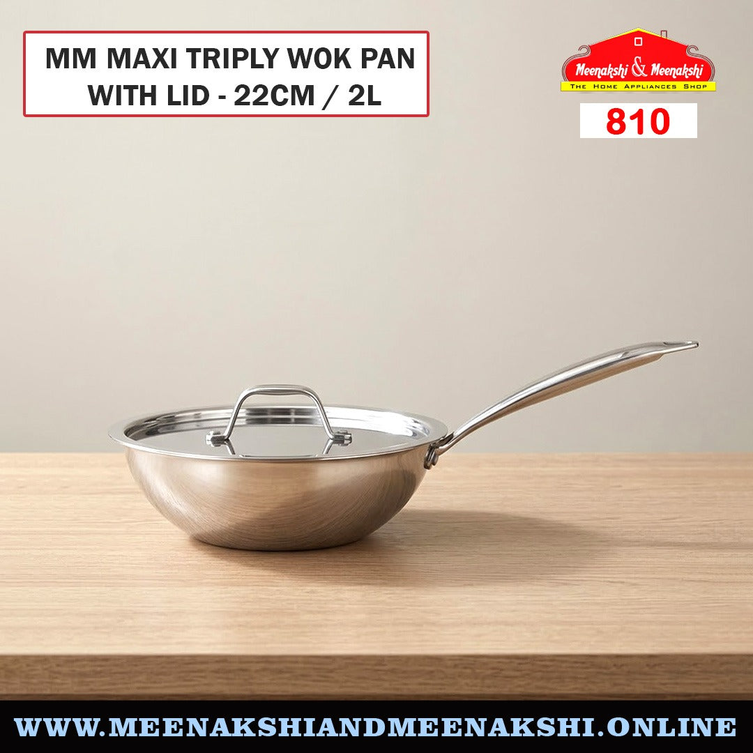 MM Maxi Triply Wok Pan With Lid