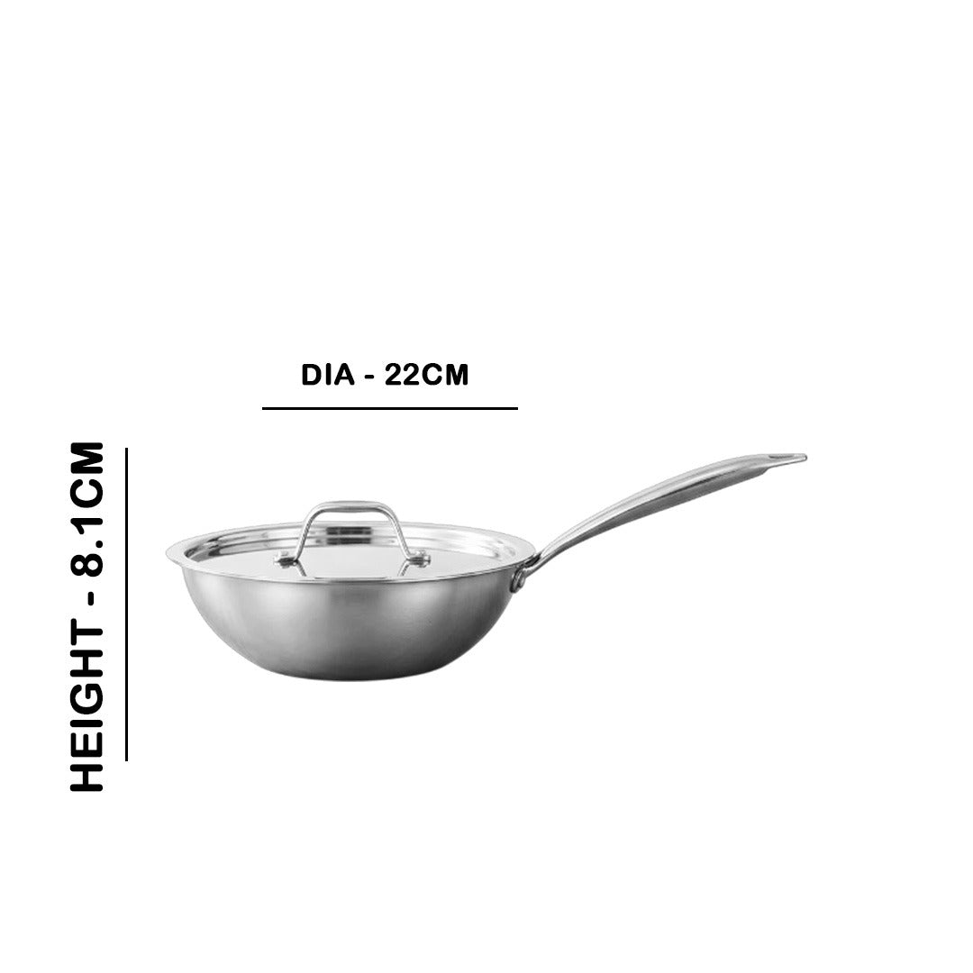 MM Maxi Triply Wok Pan With Lid