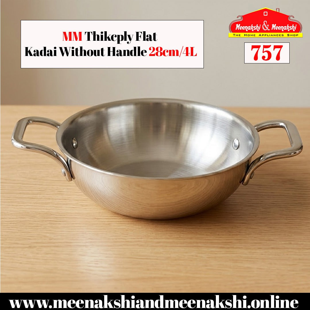 MM Thickply Flat Kadai Without Lid
