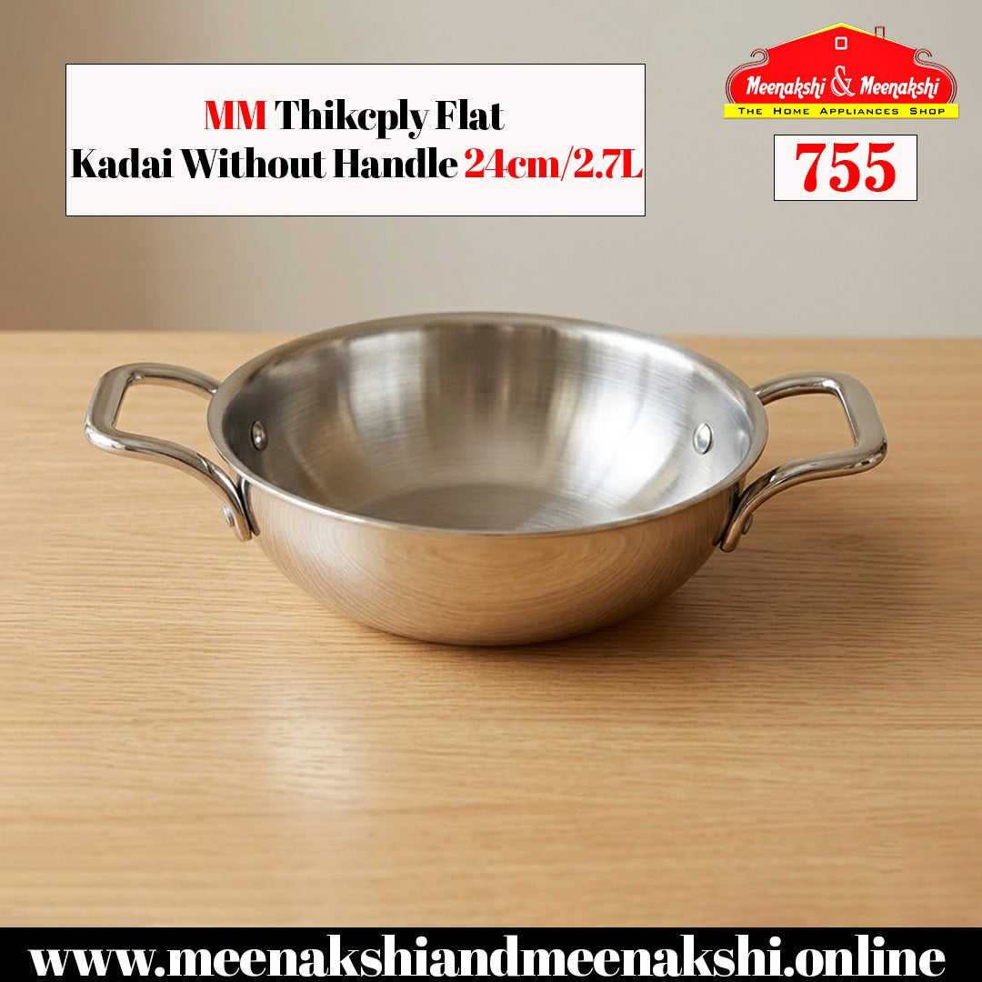 MM Thickply Flat Kadai Without Lid