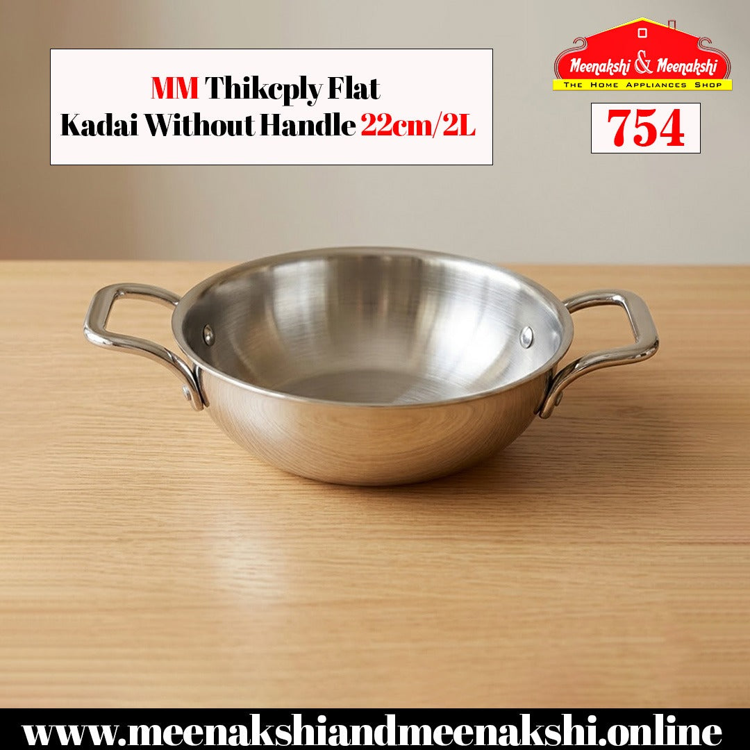 MM Thickply Flat Kadai Without Lid