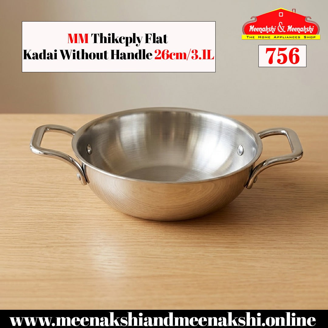 MM Thickply Flat Kadai Without Lid